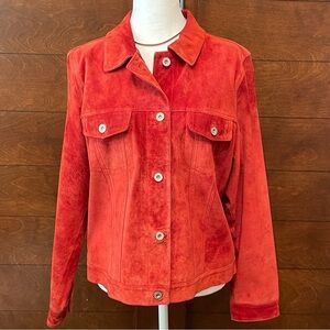 Red Eddie Bauer Suede Jean jacket